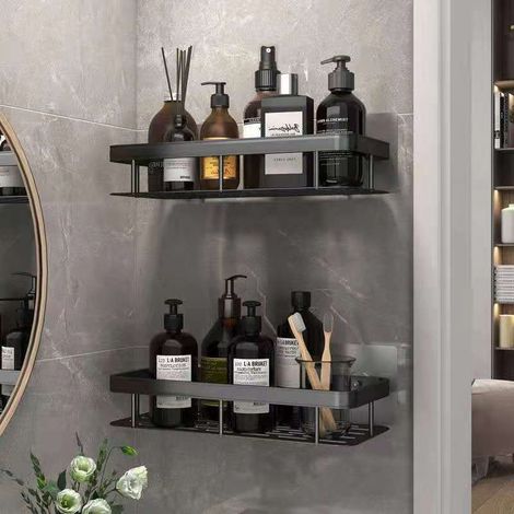 Zweistöckiges Duschregal Ohne Bohren, Wandregal Aus Aluminium Für Das Badezimmer, Selbstklebender Duschhalter Für Bad/küche/schlafzimmer