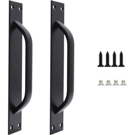 Ahlsen 2er-set Scheunentürgriffe, Scheunentürgriff, Massiver Stahl-türgriff, Schwerer Schiebetürgriff Für Küche, Möbel, Einschließlich Schrauben, Schwarz, 200 Mm