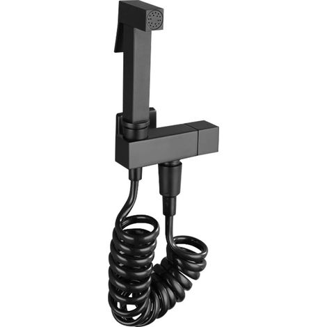 Bidet-duschsprühkopf In Schwarz, Multifunktionale Handbrause Aus Kupfer, Wandmontiertes Bidet Mit Toilettenschlauch Und Ventilhalterung Für Badezimmer, Reinigungsfunktion, Push-on-bidet Für Zuhause Un