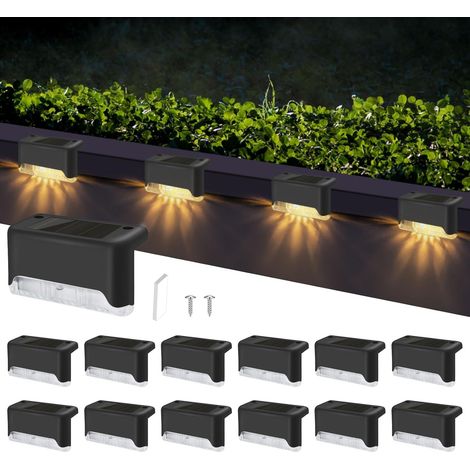 12er Set Solarleuchten Für Außentreppen, Wasserdichte Solarlampen Für Außenzaun, Warmweiß, Led-solar-außenleuchte Für Zaun, Außentreppe, Stufen, Hof