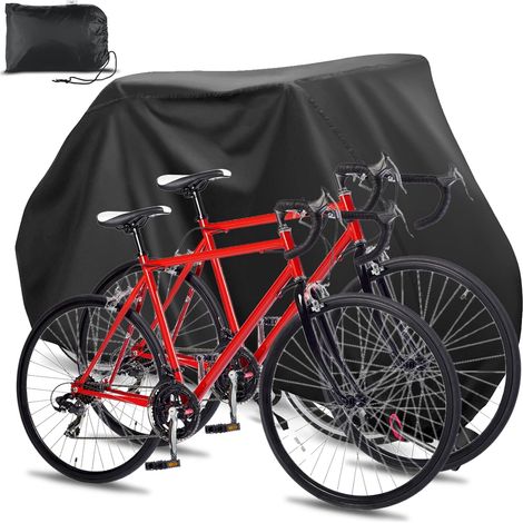 Fahrradabdeckung, 210d Oxford Fahrradabdeckung Außen Schutz Für 2 Fahrräder, Fahrradplane Außen Mit Schlosslöchern & Aufbewahrungstasche, Für Mountainbike Und Rennrad, 200x70x110cm