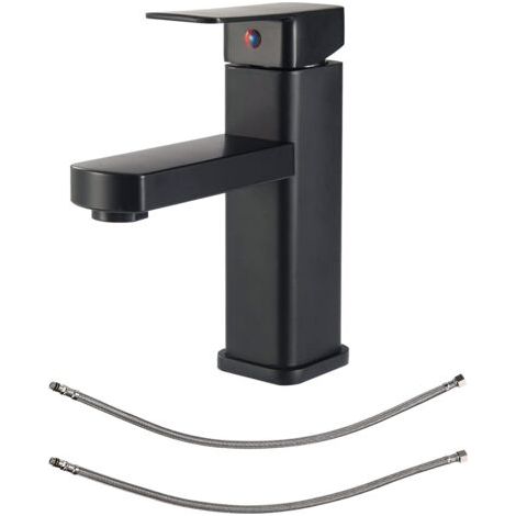 Matte Schwarze Waschbeckenarmatur, Einhebelige Badezimmer-waschbeckenarmatur, Waschtischmischer, Einhebelige Badarmatur, Geräuscharmer Kartuschenmischer