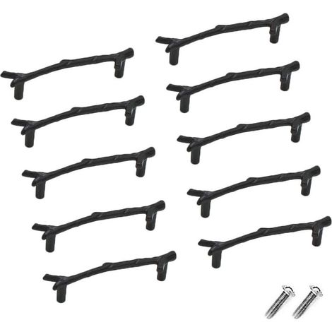 Set Aus 10 Vintage Schubladengriffen Aus Zinklegierung Für Schrank, Schublade, Landhaus, Hütte (128 Mm, Schwarz)