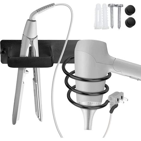 Wandhalterung Für Haartrockner, Aluminium-wandhalterung Für Glätteisen, Wandorganizer Für Haartrockner, Haartrocknerhalter Für Hotel, Badezimmer, Friseursalon, Schwarz (1 Stück)