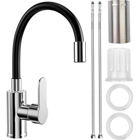Küchenarmatur Mit Flexiblem Auslauf, Schwarzer Küchenhahn, 360° Drehbarer Flexibler Mischer, Flexibler Küchenhahn, Spülenarmatur Mit Wasserspar-perlator