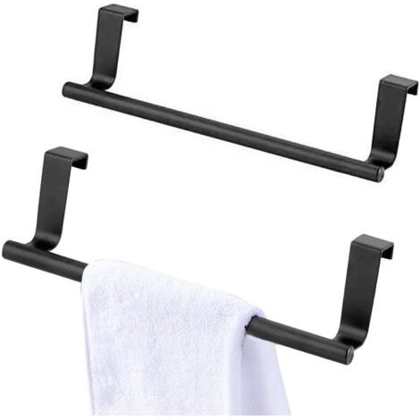 2 Küchentuchhalter, Handtuchhaken, Edelstahl-aufhängeschiene Für Küche Und Bad, Ungebohrter Badezimmer-handtuchhalter, Handtuchhalter (2x36 Cm, Schwarz)