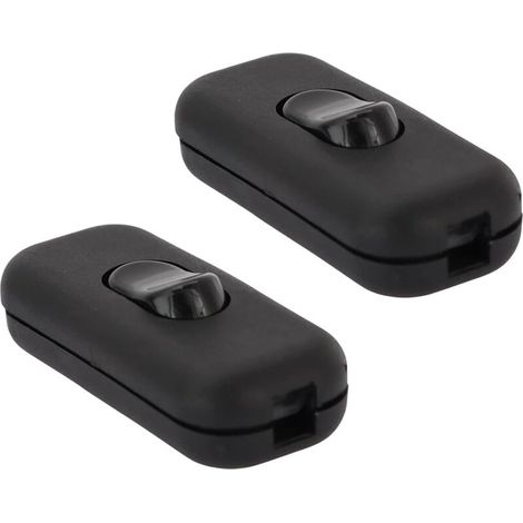 2er-set Schwarze Kippschalter, Wippschalter, Zweipoliger Schalter 6a 250v, Inline-schalter Für 2- Oder 3-adriges Kabel, Für Kleingeräte, Schreibtischlampen, Nachttischlampen