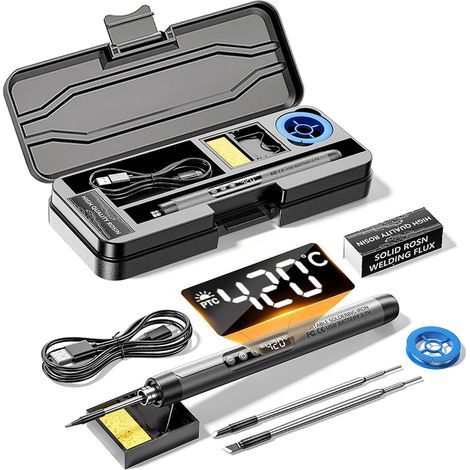Lötkolben, Lötkolben Mit Batterie Und 3 Spitzen, Kabelloser Usb-lötkolben, Tragbar, Einstellbare Temperatur 260 ℃-420 ℃, Mini
