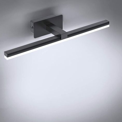 Led-spiegellampe 9w, Spiegellampe Für Badezimmer In Kaltweiß 6000k, 40cm Vorderbeleuchtung Für Spiegel, Schrankbeleuchtung Für Badezimmer 720lm, Wandlampe Für Spiegel Led Schwarz (ohne Schalter)