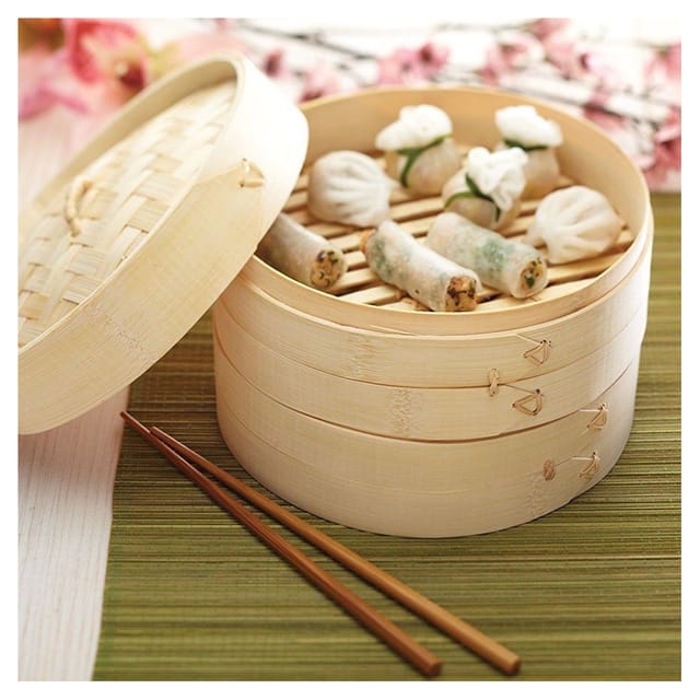 Trade Shop Traesio - Trade Shop - vaporiera in legno bamboo cuocivore 20CM cottura vapore cucina asiatica -