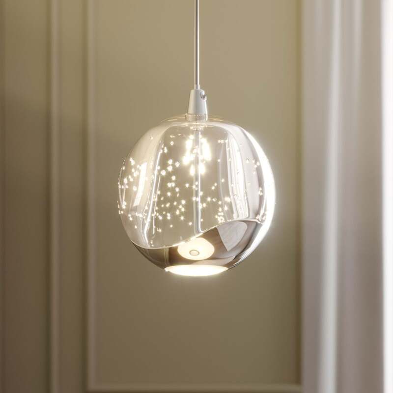 [gebraucht] B-ware Lucande Pendelleuchte Hängeleuchte Hayley Led Lampe Leuchte Chromfarben Ø 9 Cm