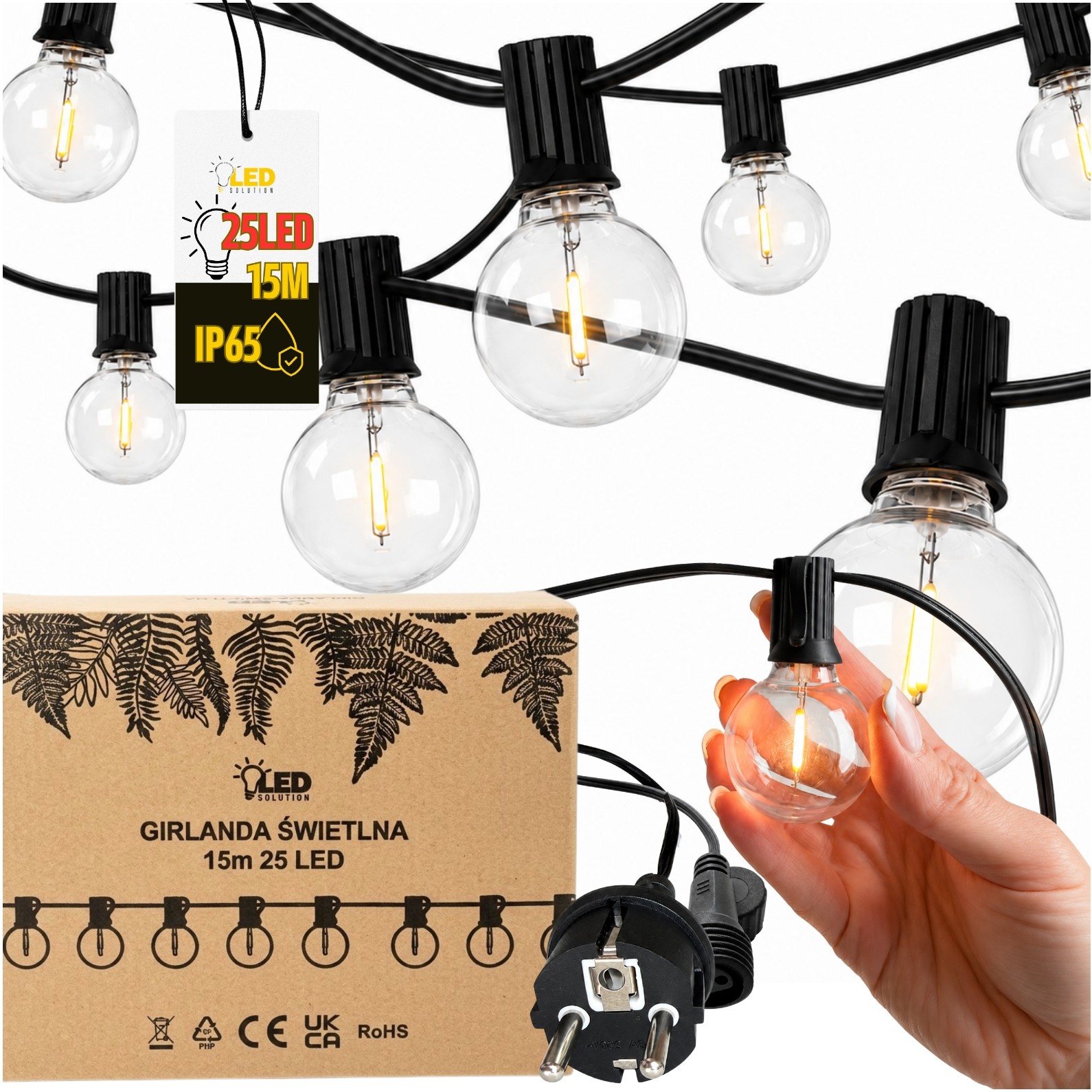 Led-lösung – Gartengirlande – 15 M, 25 Leds – M2