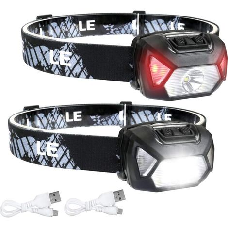 Leistungsstarke, Wiederaufladbare Led-stirnlampe, D500 Led-taschenlampe Mit Usb, 2000 Lux Weißes Und Rotes Licht, 6 Beleuchtungsmodi, Ipx6 Für Radfahren, Camping, Wandern, Heimwerken - 2 Stück [energi