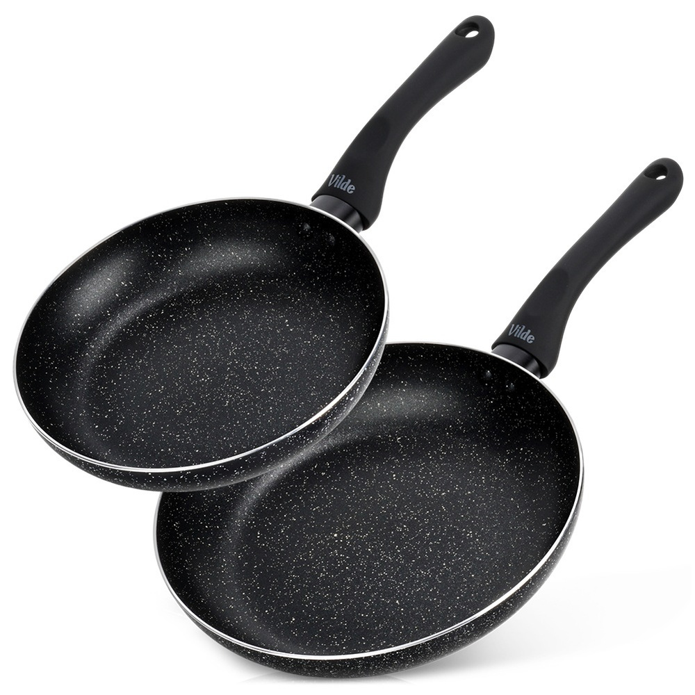 Schwarzes Granit-bratpfannenset 20/24 Cm 2 Stück.