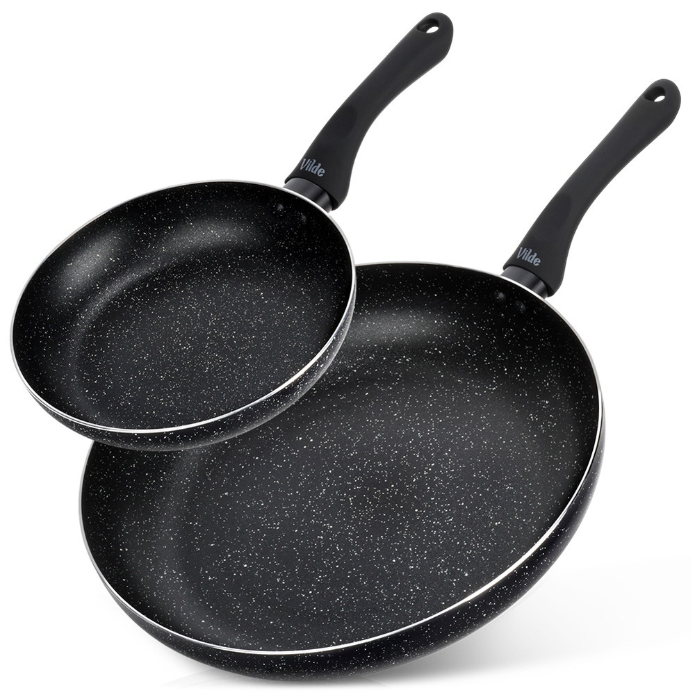 Schwarzes Granit-bratpfannenset 20/32 Cm 2 Stück.