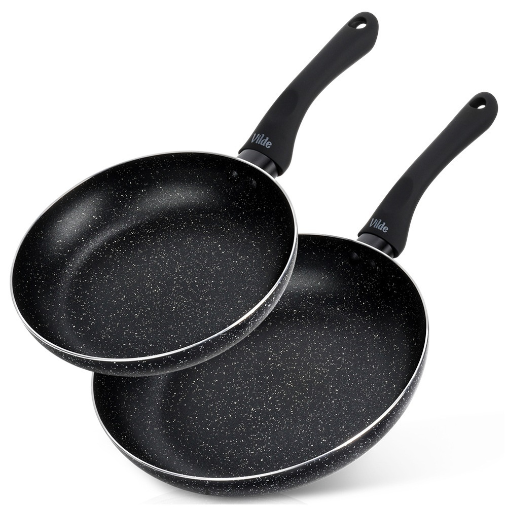Schwarzes Granit-bratpfannenset 20/26 Cm 2 Stück.
