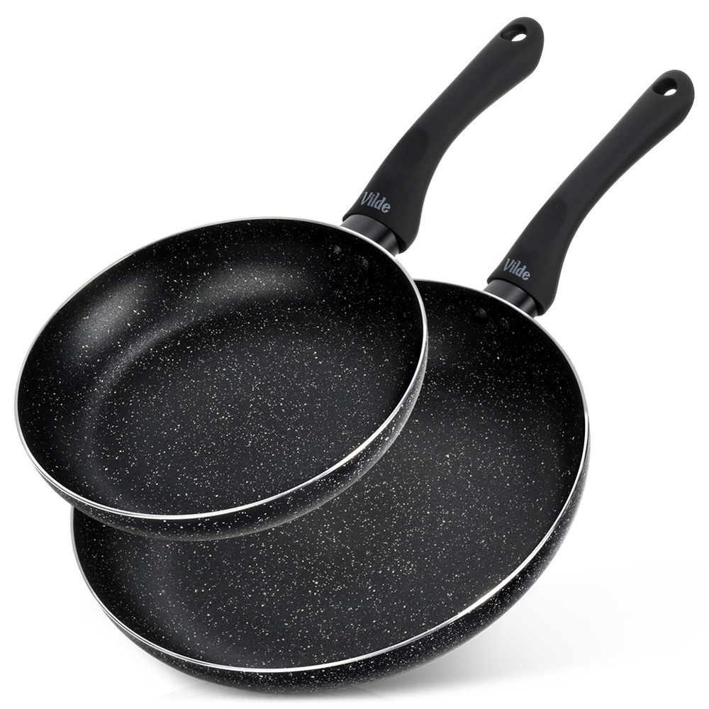 Schwarzes Granit-bratpfannenset 20/28 Cm 2 Stück.