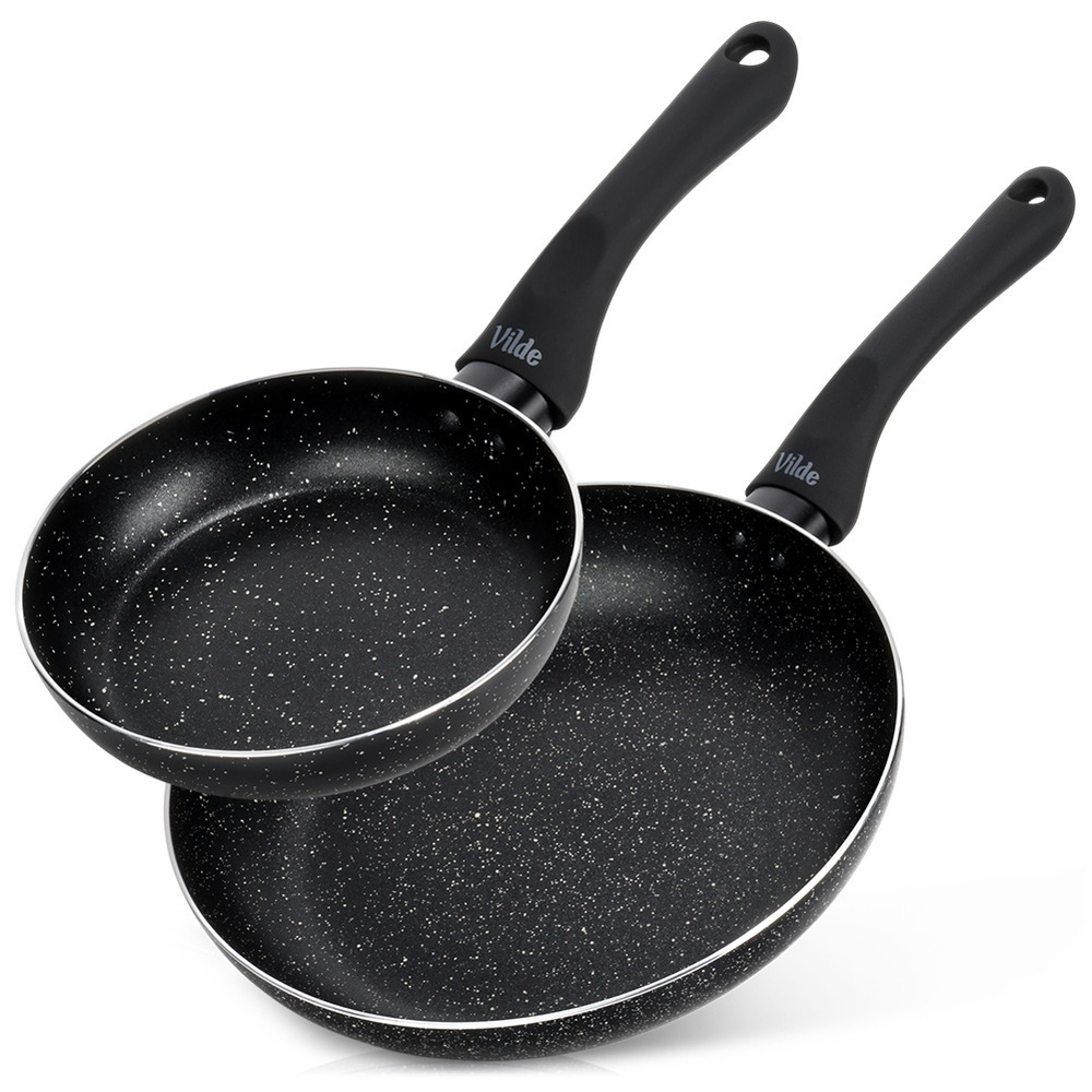 Bratpfannenset Aus Schwarzem Granit, 16/24 Cm, 2-teilig.