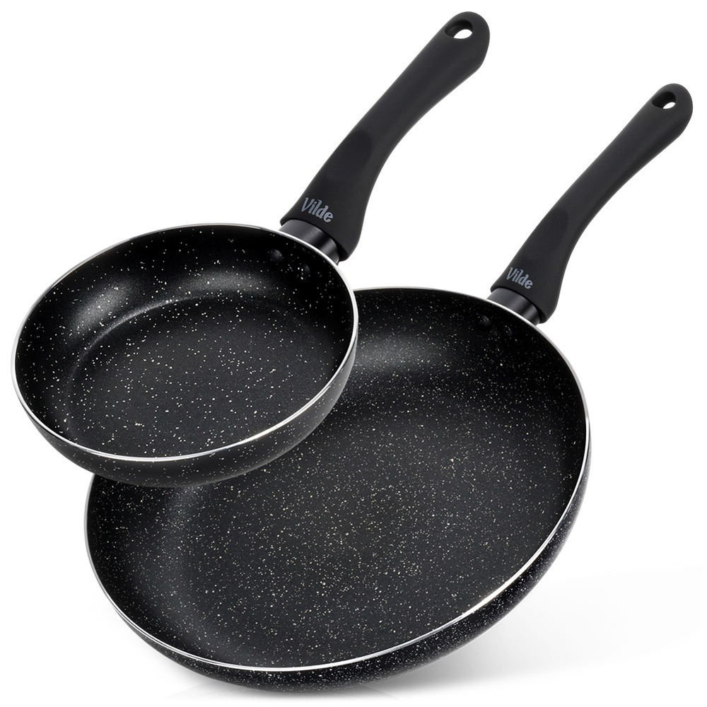 Set Aus Schwarzen Granit-bratpfannen 16/28 Cm 2 Stück.