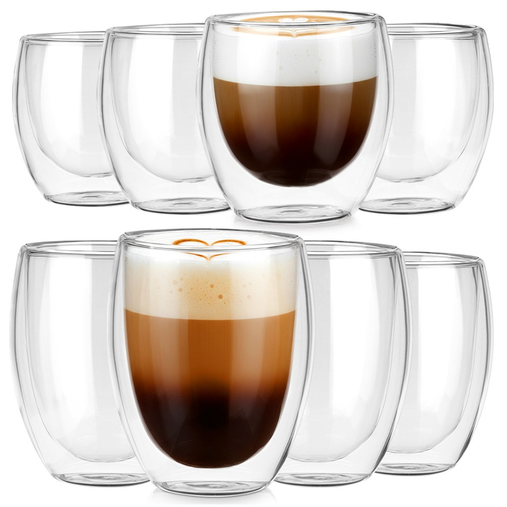 Doppelwandige Thermogläser Für Kaffee Und Tee 250 / 370 Ml 8 Stück.