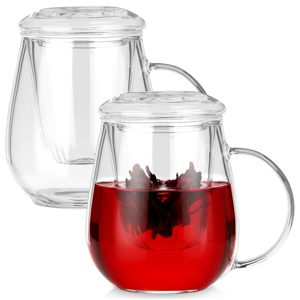 Glasbecher Mit Siebeinsatz Und Deckel, 530 Ml, 2 Stück.