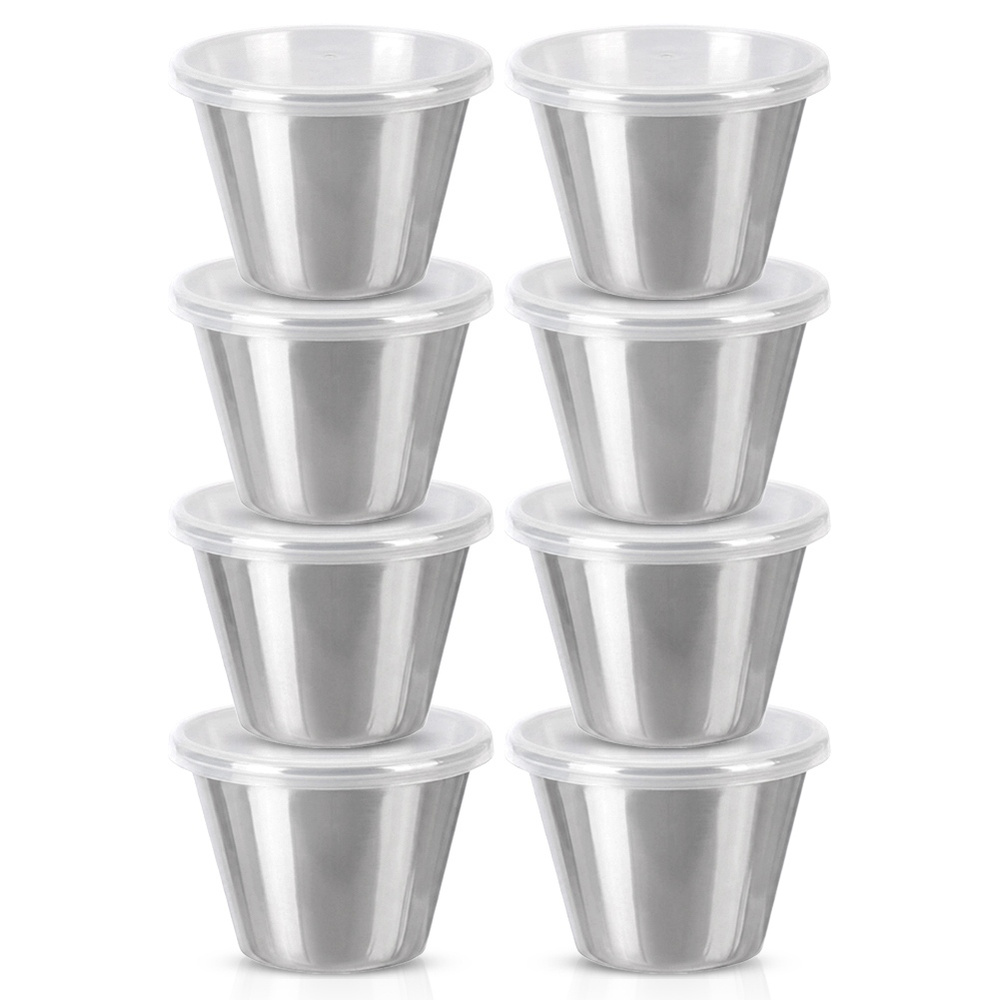 Edelstahl-dipschalen Mit Deckel, 6 Cm, 70 Ml, 8 Stück.