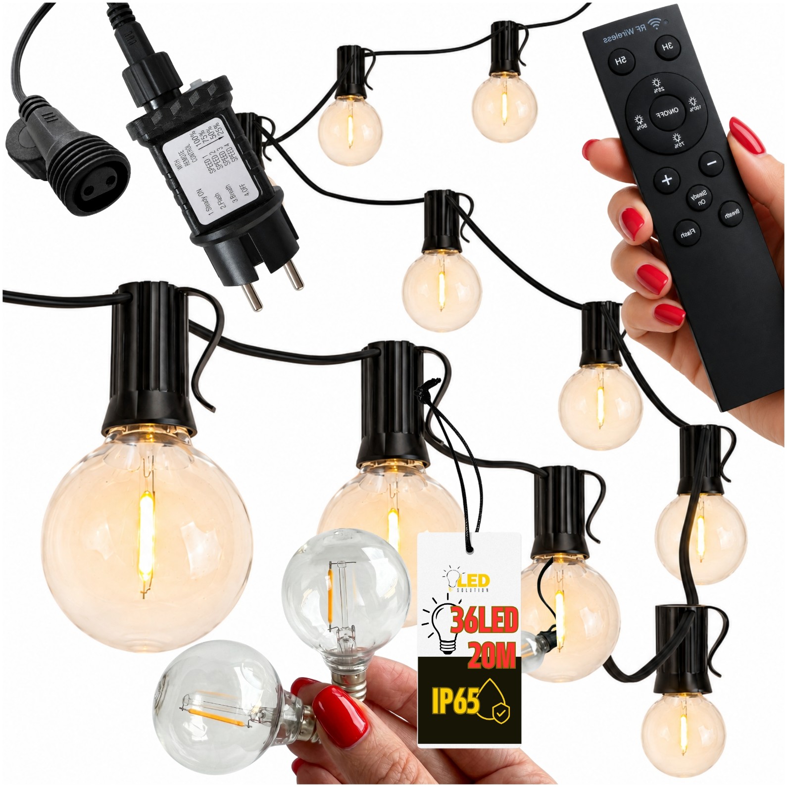 Led-lösung – Ferngesteuerte Gartengirlande – 20 M, 36 Leds