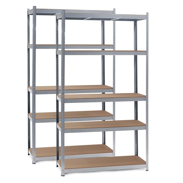 Set 2x Schwerlastregal 100x50x200cm, 200kg/Ablage, Steckregal verzinkt aus Stahl, Lastenregal mit 5 Ablagen, Werkstattregal - Wiltec