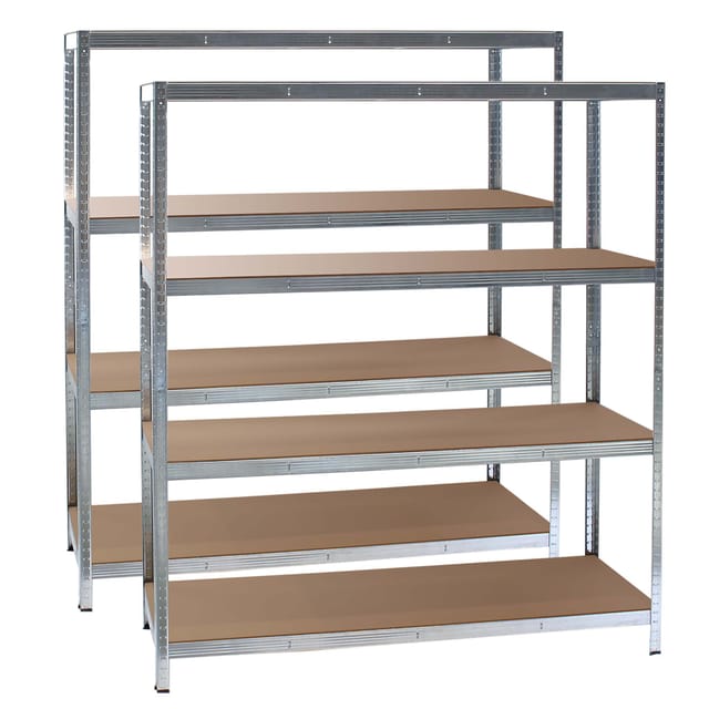 Set 2x Schwerlastregal 160x60x180cm, 175kg/Ablage, Steckregal verzinkt aus Stahl, Lastenregal mit 4 Ablagen, Werkstattregal - Wiltec