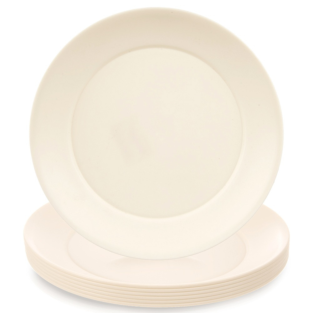 Dessertteller Aus Kunststoff, Cremefarben, Sandig, 20,5 Cm, 6 Stück.