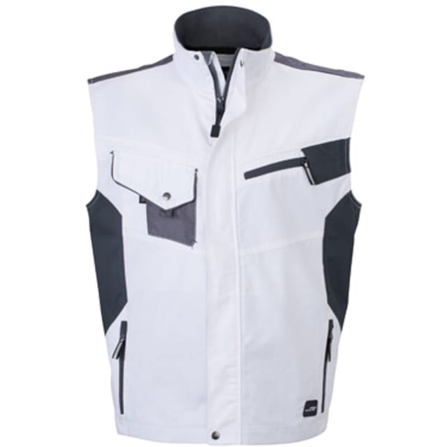 James&nicholson - Workwear Weste JN822 Gr. m white/carbon