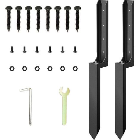 Fence Repair Kit, Metal Fence Mender, Ground Spike Stabilizer, Heavy Duty Post Support Bracket For Fixing Broken Wood Posts Outdoor Garden Yard Quick Repair Solution Use 40cm