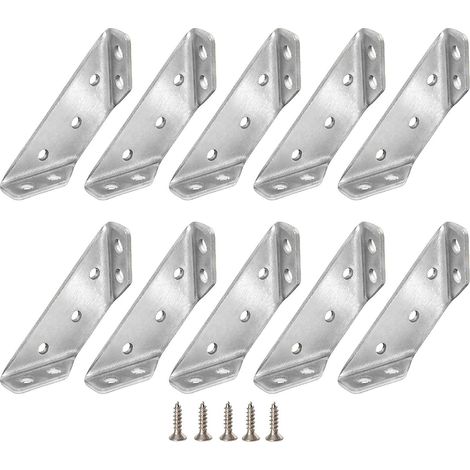 Heavy Duty Corner Braces, Metal Triangle Angle Bracket, Reinforced Steel Furniture Or, Screw Included Wood Join Support, Rust Resistant Fixing Plate, Cabinet Desk Bracket Set For Home Repair