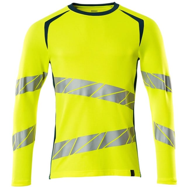 T-Shirt, langarm 19081-771-1744 Gr. m hi-vis gelb/dunkelpetroleum - Mascot