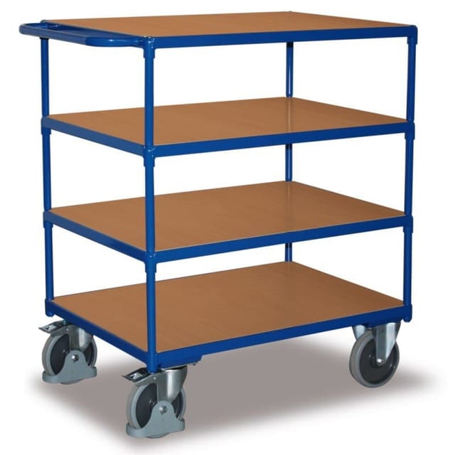 VARIOfit Schwerer Tischwagen mit Schiebegriff und 4 Ladeflächen 1000x700mm