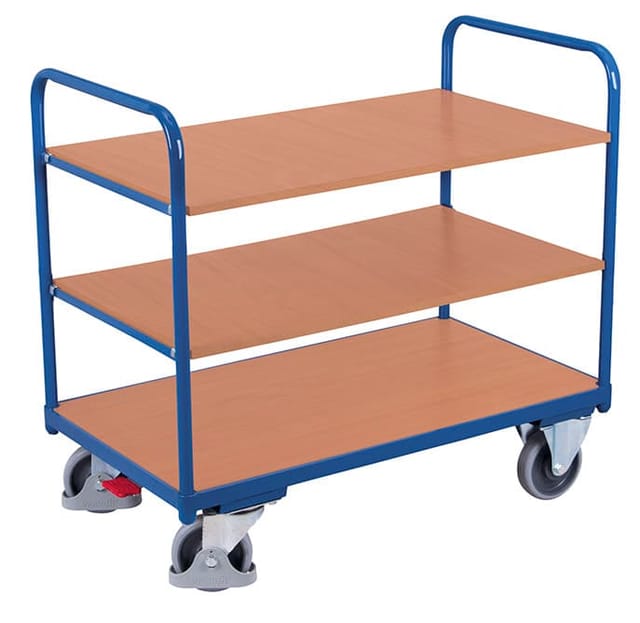 VARIOfit Etagenwagen, niedrig mit 3 Ladeflächen 1200x800mm