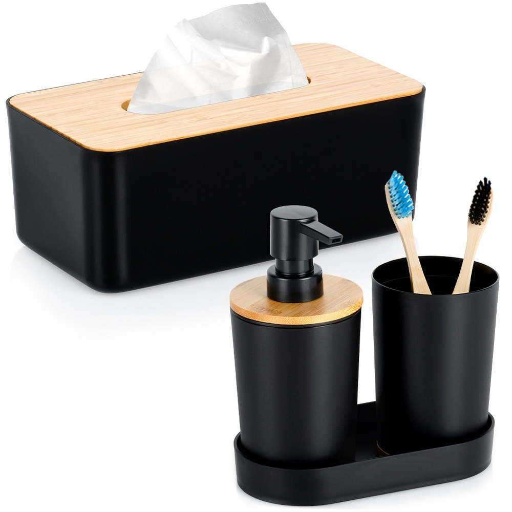 Schwarzes Badezimmer-set, 4-teilig