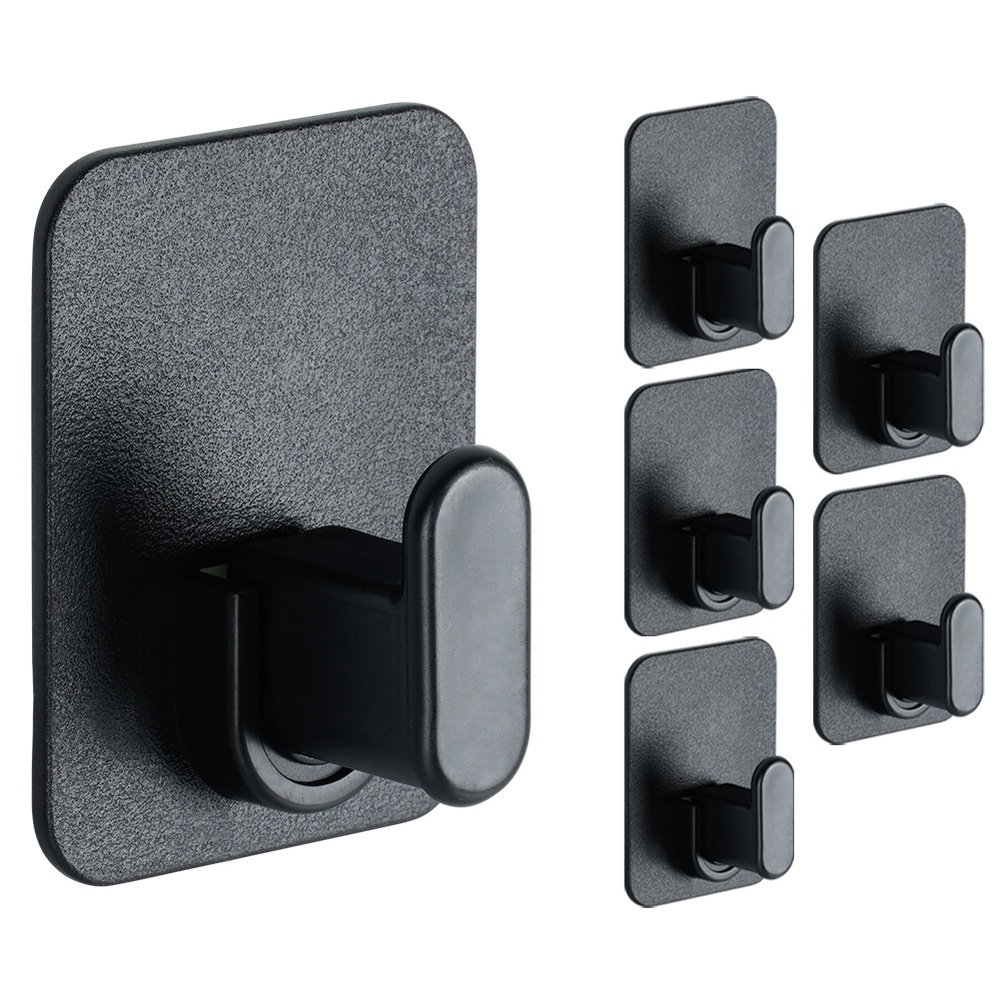 Hakenaufhänger Selbstklebend Schwarz 5x6,5 Cm 6 Stück.