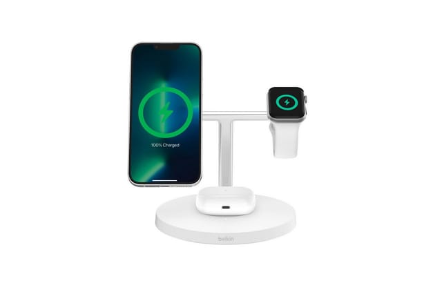 Belkin BoostCharge Pro Kopfhörer, Smartphone, Smartwatch Weiß USB Kabelloses Aufladen Schnellladung Drinnen