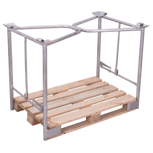 VARIOfit Palettenaufsatz Typ 65k mit Klemmvorrichtung aus verzinktem Stahl 1200x800mm Maße, 1600mm Höhe