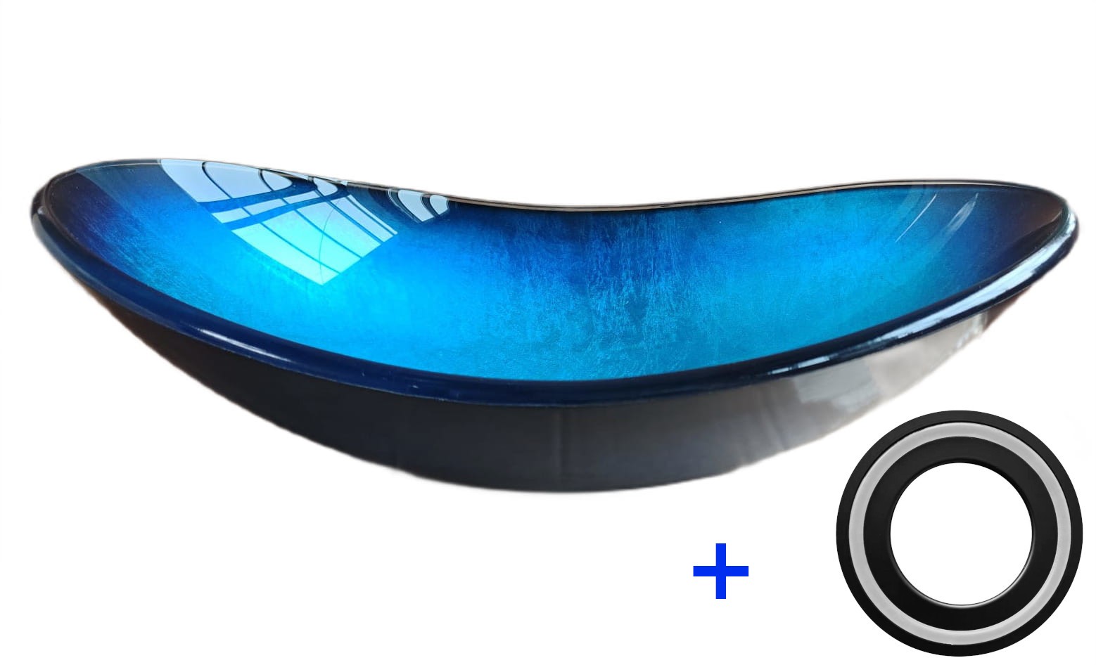 Aufsatzwaschbecken Glas Oval Blau Tesero+ 54,5x35x15,5 Cm