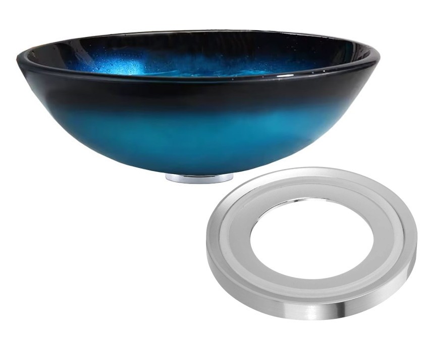Waschbecken Glas Rund Blau Alberga 42x42x14 Cm 42 Cm