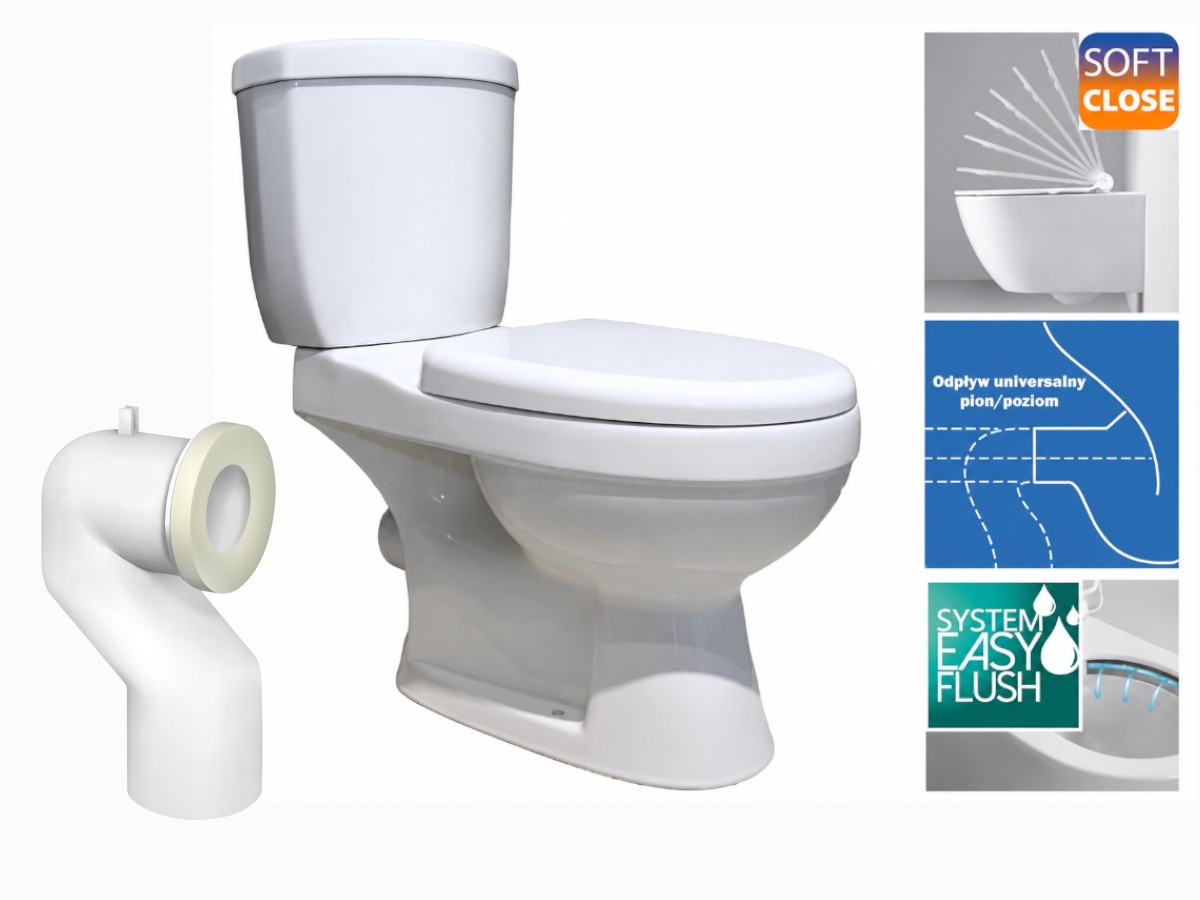 Kompakt-wc Soft-close-sitz Duroplast Primero 76,5x39x72 Cm