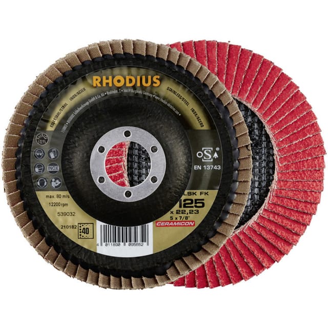 Rhodius - lsk fk, 10 Stück, 115 mm, Korn 40, Fächerschleifscheibe