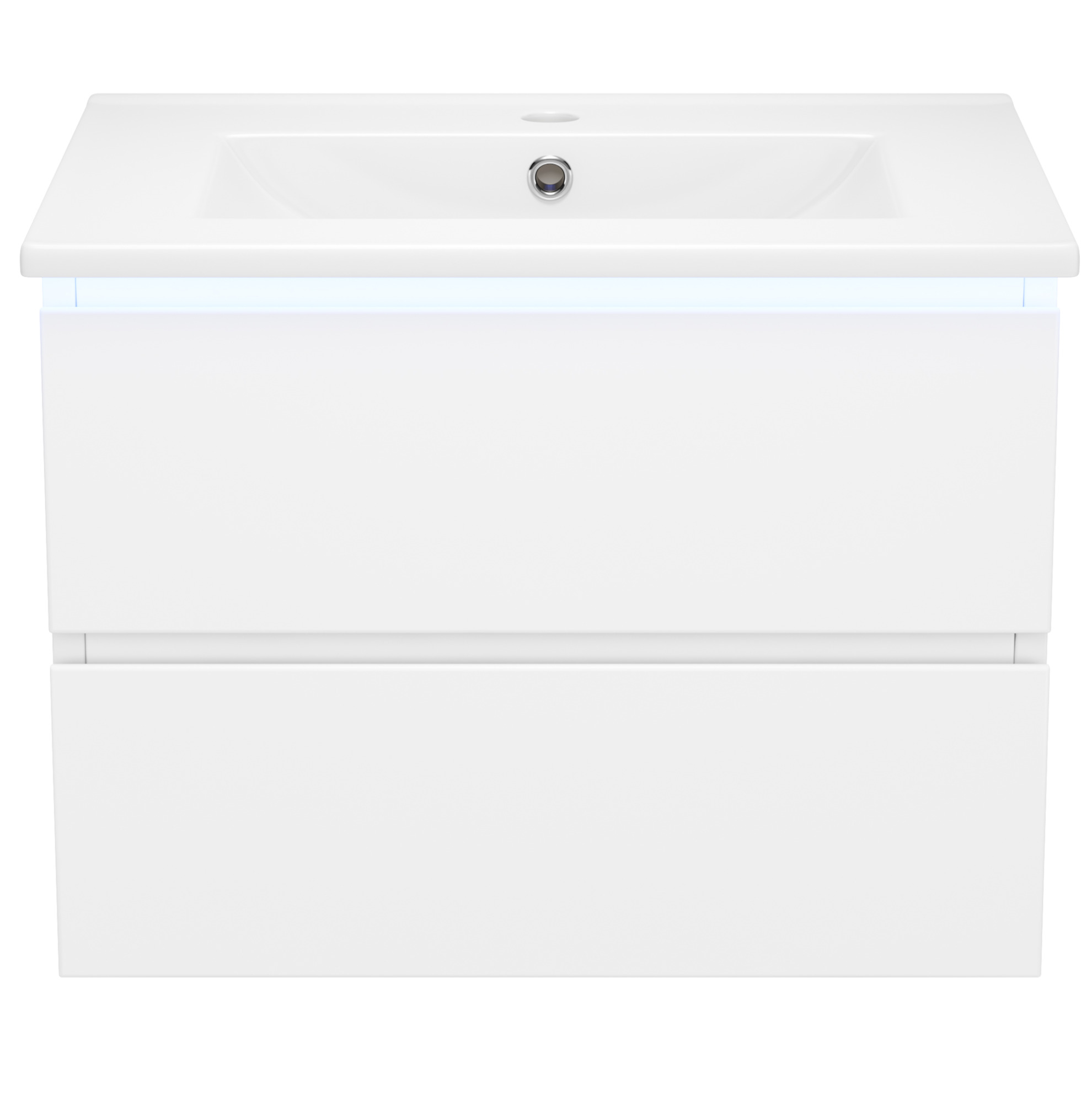 Wandwaschtisch 61 X 46 X 45 Cm Mit Keramikbecken, Led-sensorlicht Und 2 Schubladen Weiß