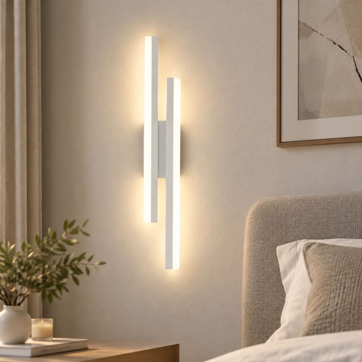 Skandinavische Design-wandleuchte, 16 W, Weiß, Klein, Linkshändig, 3-farbiges Licht Für Wohn- Und Schlafzimmer