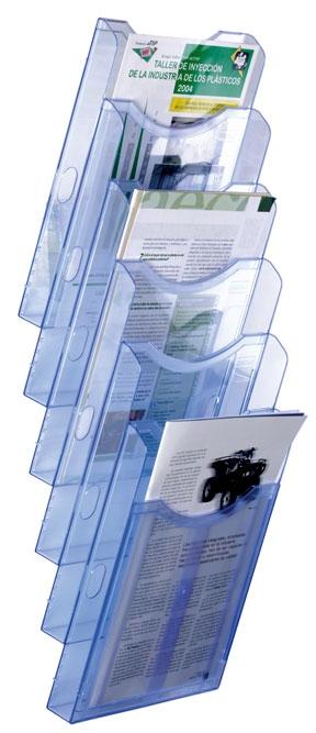 Archiv 2000 Archiplay Wanddisplay 6 Fächer Din A4 Hoch 190x235x685 Mm Blau Transparent