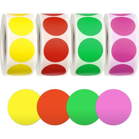 2000 Blatt Runde, Abziehbare Farbcodierung-aufkleber Im 1-zoll-format Für Büro Und Inventar (rot, Rosa, Gelb, Grün)