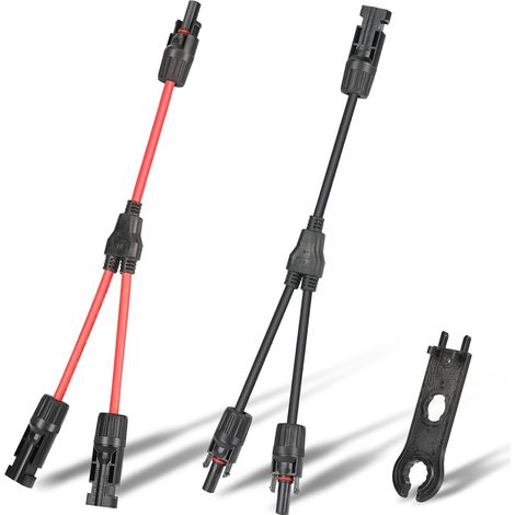 【32cm Solarkabel Y2】6mm² Solarkabel-y-verteiler, 1 Paar 1y2-solarmodul-y-anschlusskabel + 1 Pv-werkzeug, Y-pv-kabelstecker Für Balkonkraftwerk Zum Steckbaren Solar-modulsystem