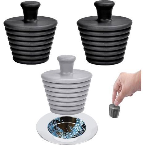 3er-pack Universelle Silikon-badewannenstopfen, Abflussstopfen, Spülbeckenstopfen, Abflussstopfen Für Küchen- Und Badezimmerspülbecken (schwarz, Grau)
